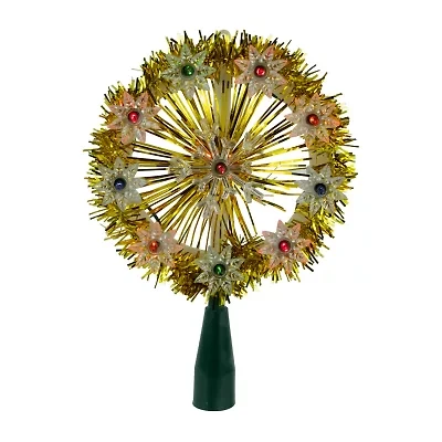 7'' Pre-Lit Silver Snowflake Starburst Christmas Tree Topper - Clear Lights
