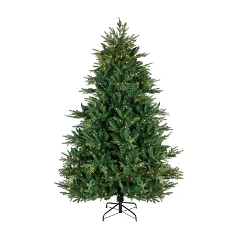 6.5' Pre-Lit Juniper Pine Artificial Christmas Tree  Warm White LED Lights