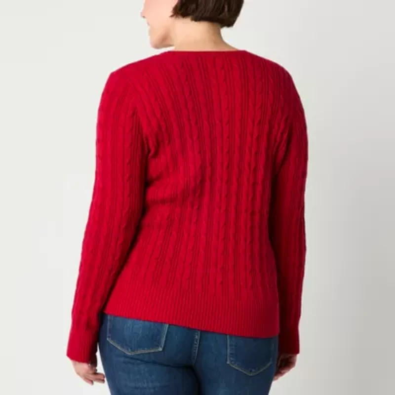 St. John's Bay Tall Womens Crew Neck Long Sleeve Pullover Sweater