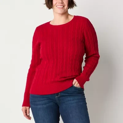 St. John's Bay Tall Womens Crew Neck Long Sleeve Pullover Sweater