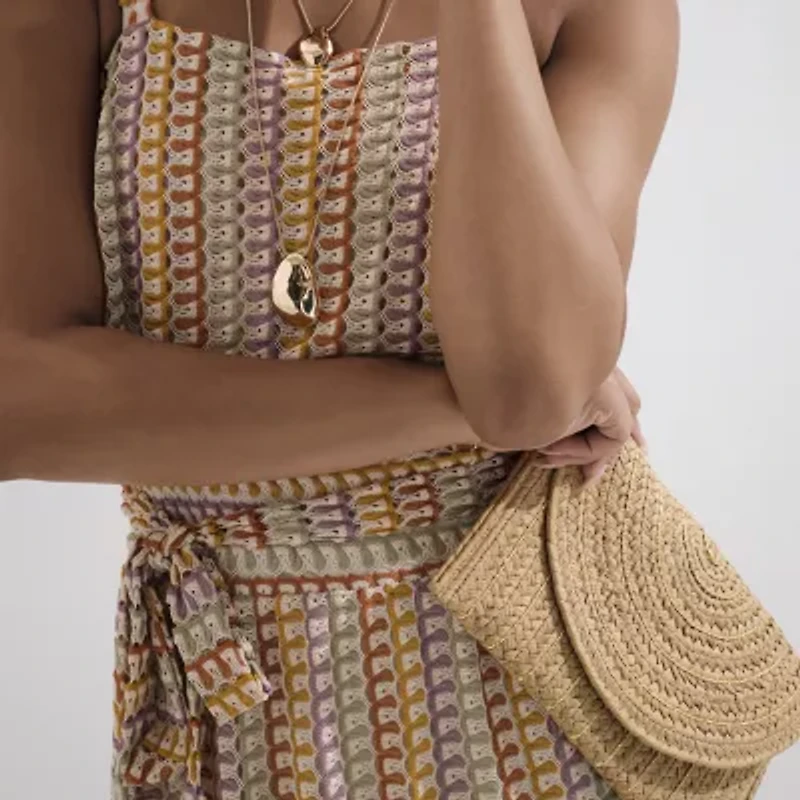 SOL and MER Straw Lurex Clutch