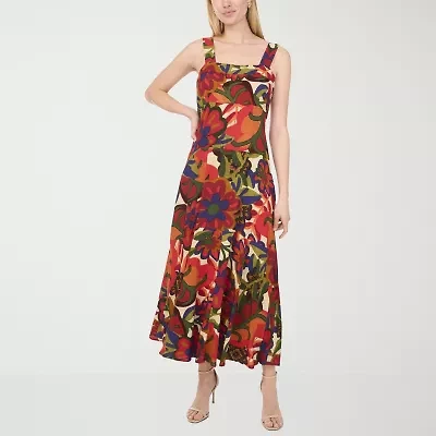 Sam And Jess Womens Sleeveless Floral Petite Maxi Dress