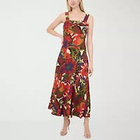 Sam And Jess Womens Sleeveless Floral Petite Maxi Dress