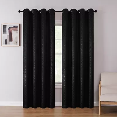 Regal Home Tobias Embossed Grommet Top Blackout Single Curtain Panel