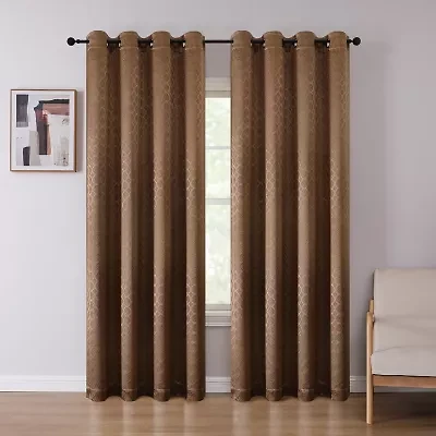 Regal Home Tobias Embossed Grommet Top Blackout Single Curtain Panel