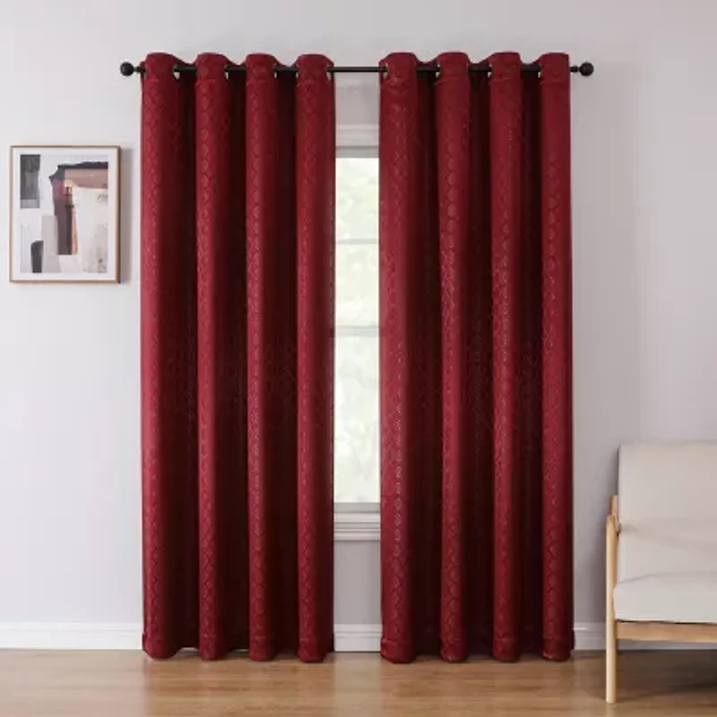Regal Home Tobias Embossed Grommet Top Blackout Single Curtain Panel