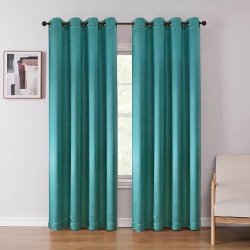 Regal Home Ashby Grommet Top Embossed Blackout Single Curtain Panel