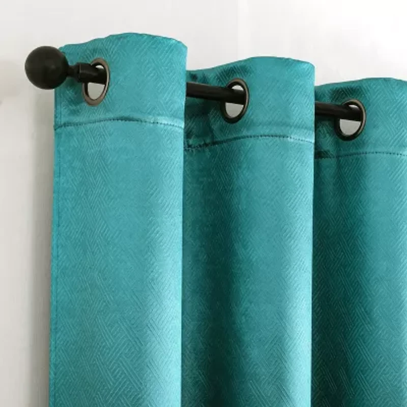 Regal Home Ashby Grommet Top Embossed Blackout Single Curtain Panel