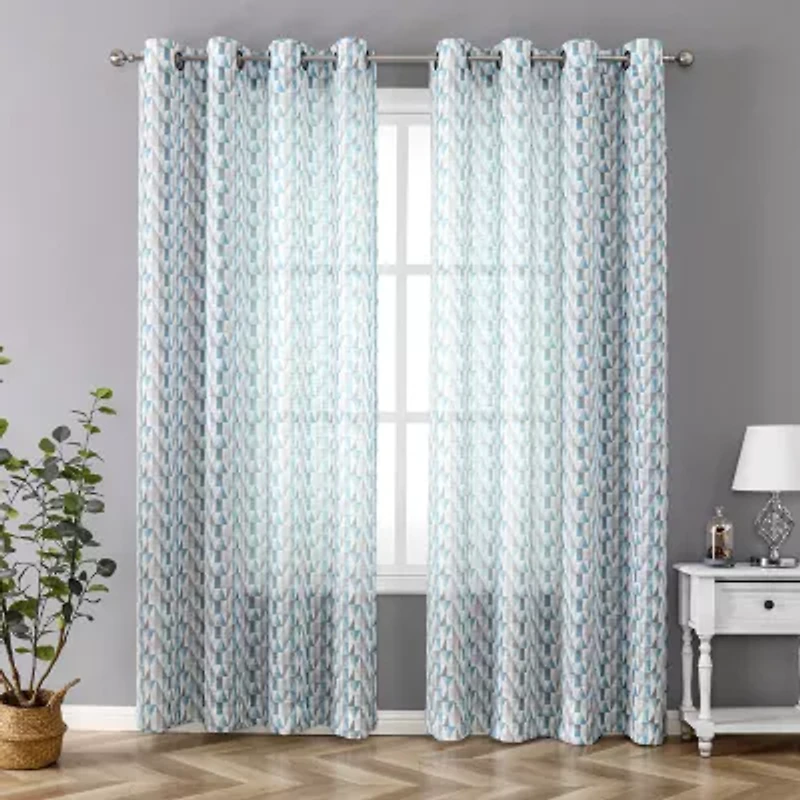 Tranquility Grommet Top Sheer Single Curtain Panel