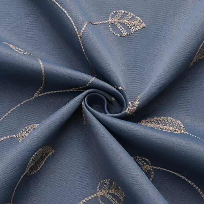 Aurora Grommet Top Embroidered Blackout Single Curtain Panel