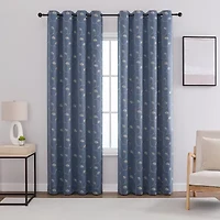 Aurora Grommet Top Embroidered Blackout Single Curtain Panel