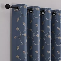 Aurora Grommet Top Embroidered Blackout Single Curtain Panel