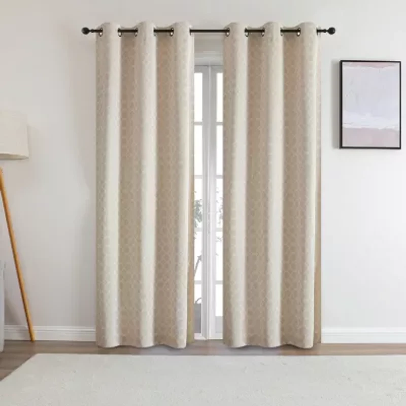 Regal Home Tobias Grommet Top Energy Saving Embossed Blackout Set of 2 Curtain Panel