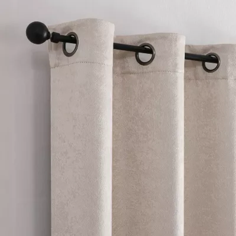 Regal Home Ripple Grommet Top Energy Saving Embossed Blackout Set of 2 Curtain Panel
