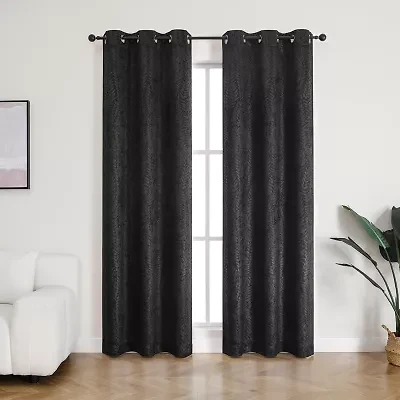 Regal Home Joelle Embossed Grommet Top Energy Saving Blackout Set of 2 Curtain Panel