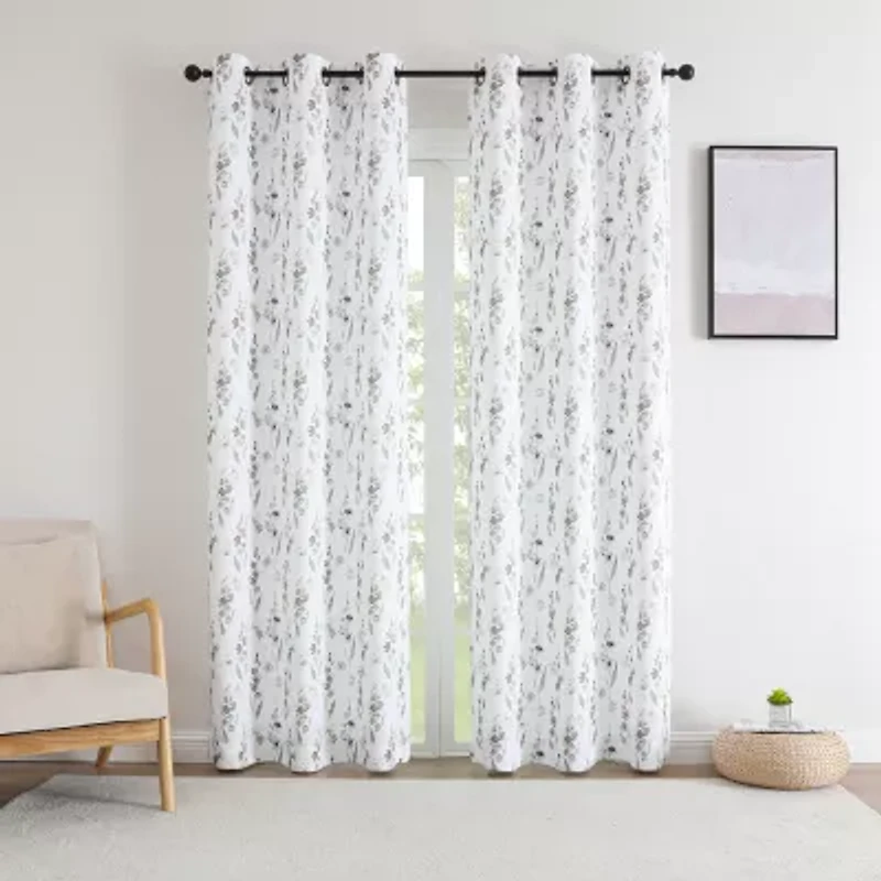 Regal Home Isla Printed Grommet Top Energy Saving Blackout Set of 2 Curtain Panel