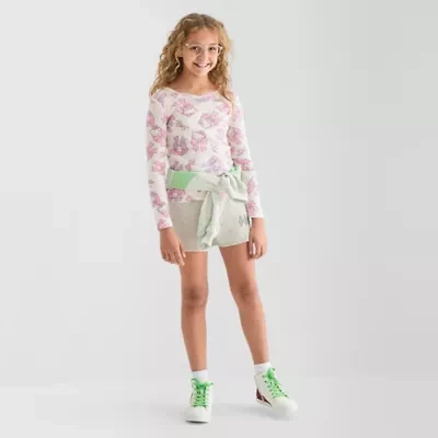 Little & Big Kid Girls Crew Neck Long Sleeve Hello Kitty T-Shirt