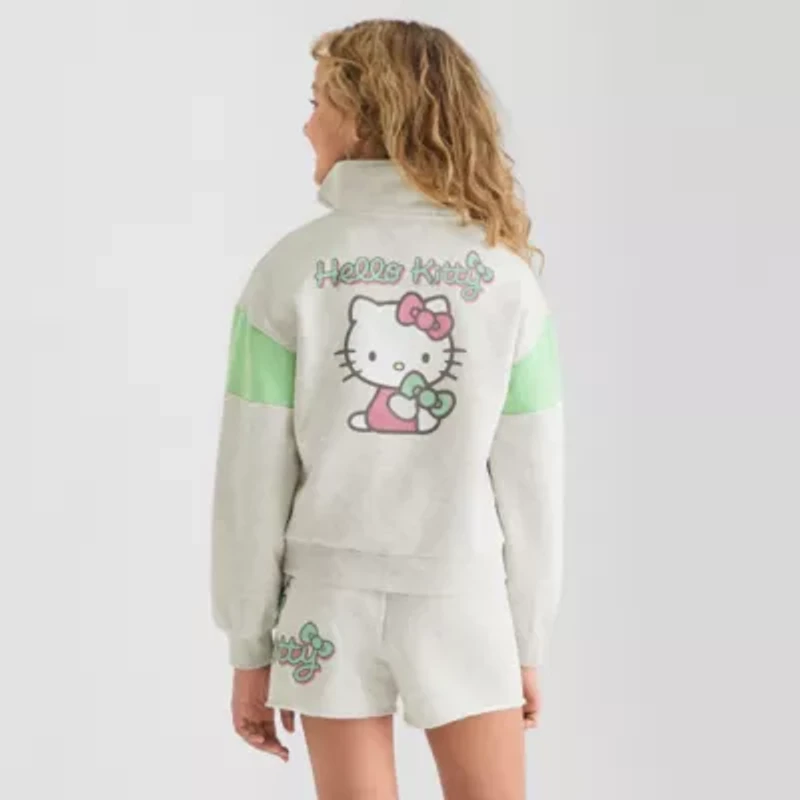Little & Big Kid Girls Mock Neck Long Sleeve Hello Kitty Fleece Quarter-Zip Pullover Sweater