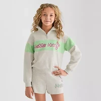 Girls Mock Neck Long Sleeve Fleece Quarter-Zip Pullover Sweater