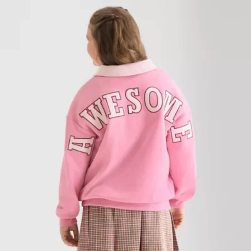 Thereabouts Little & Big Kid Girls Long Sleeve Casual Quarter-Zip Pullover
