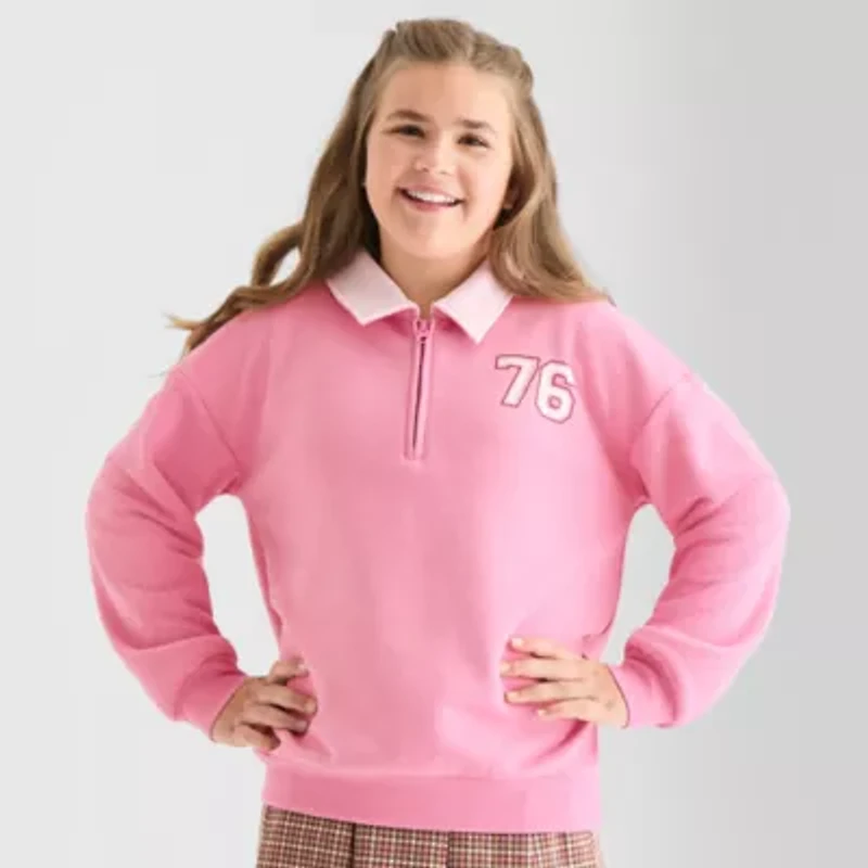 Thereabouts Little & Big Kid Girls Long Sleeve Casual Quarter-Zip Pullover