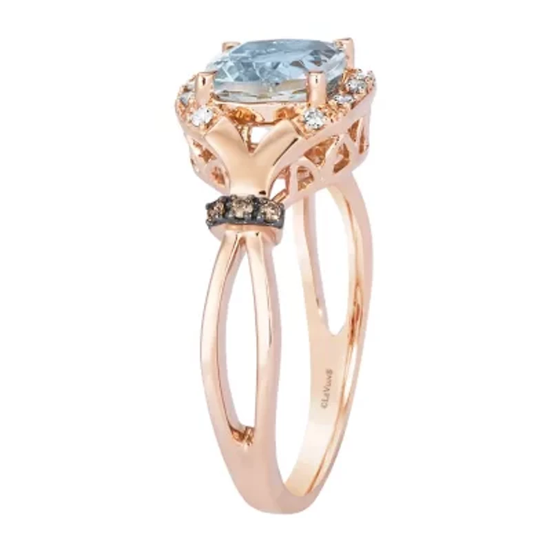 Le Vian® Grand Sample Sale™ Ring featuring 1 1/5 CT. Sea Blue Aquamarine® 1/15 Nude Diamonds™  1/20 Chocolate Diamonds® set 14K Strawberry Gold®