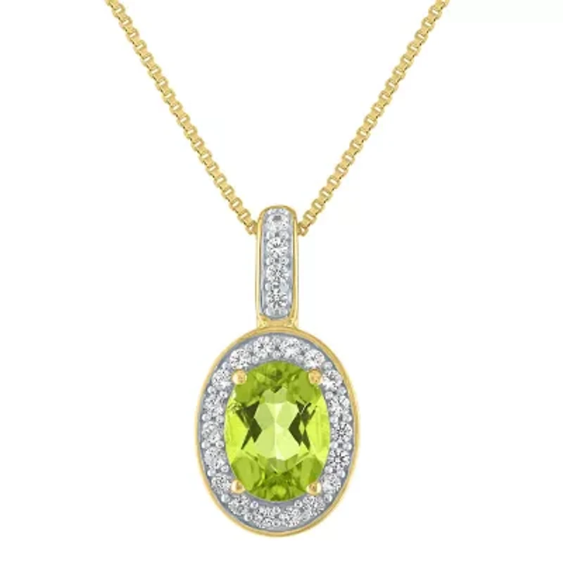 Womens Genuine Green Peridot 14K Gold Over Silver 18 Inch Pendant Necklace
