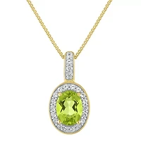 Womens Genuine Green Peridot 14K Gold Over Silver 18 Inch Pendant Necklace