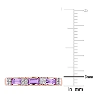 Womens Diamond Accent Genuine Purple Amethyst 10K Rose Gold Stackable Ring