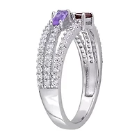 Womens Genuine Multi Color Sterling Silver Stackable Ring