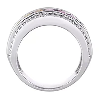 Womens Lab Created Multi Color Sterling Silver Stackable Ring