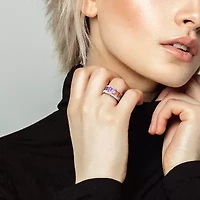 Womens Lab Created Multi Color Sterling Silver Stackable Ring