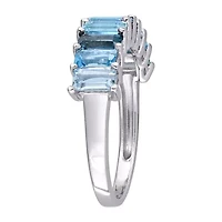 Womens Genuine Blue Sterling Silver Stackable Ring