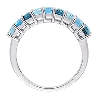 Womens Genuine Blue Sterling Silver Stackable Ring