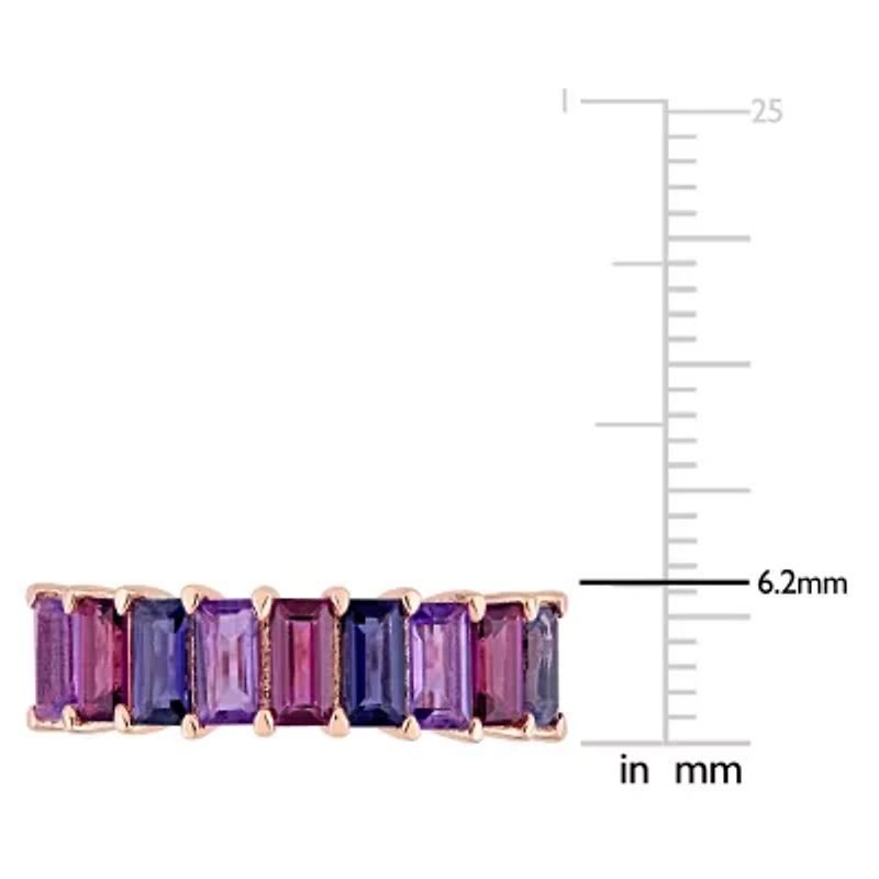 Womens Genuine Multi Color 18K Rose Gold Over Silver Stackable Ring