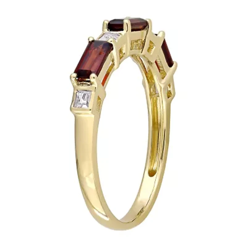 Womens Genuine Red Garnet 10K Gold Stackable Ring