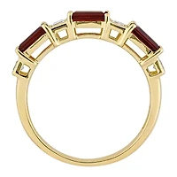 Womens Genuine Red Garnet 10K Gold Stackable Ring