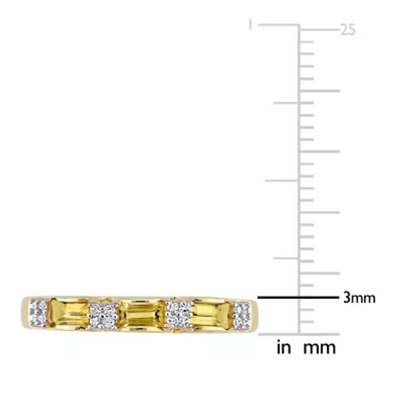 Womens Diamond Accent Genuine Yellow Citrine 10K Gold Stackable Ring