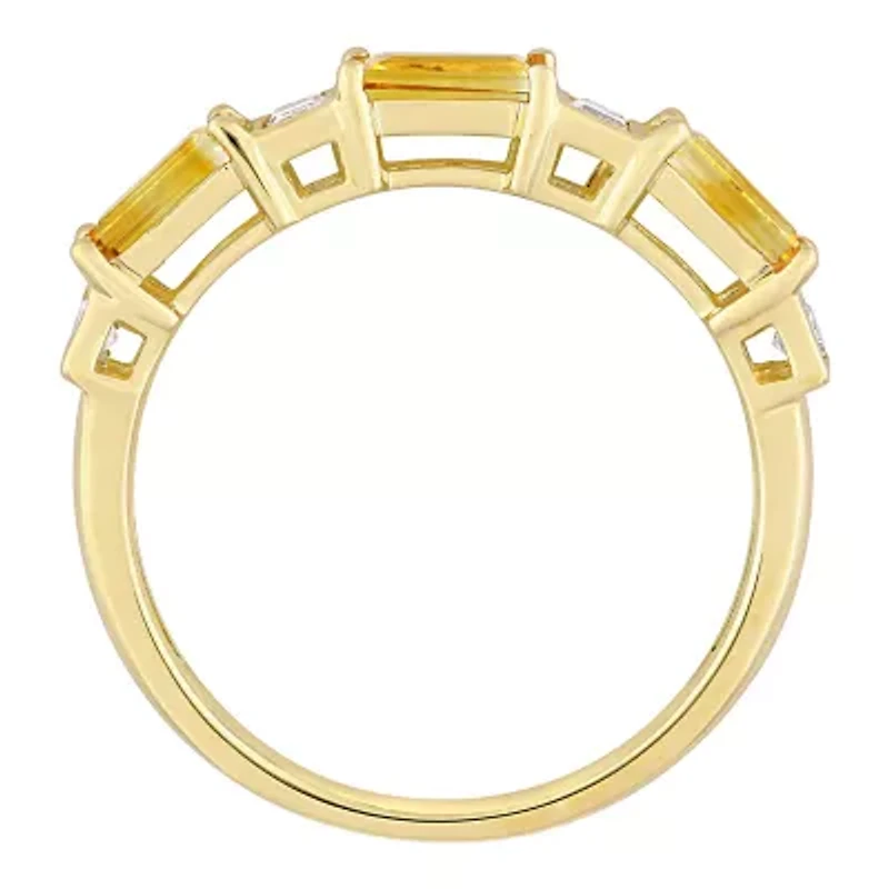 Womens Genuine Yellow Citrine 10K Gold Stackable Ring