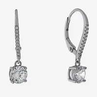 Silver Treasures Womens Cubic Zirconia Sterling Silver Round Drop Earrings