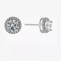 Silver Treasures Cubic Zirconia Sterling Silver 8.3mm Stud Earrings