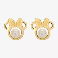 Disney Classics White Cultured Freshwater Pearl 14K Gold 9.5mm Minnie Mouse Stud Earrings