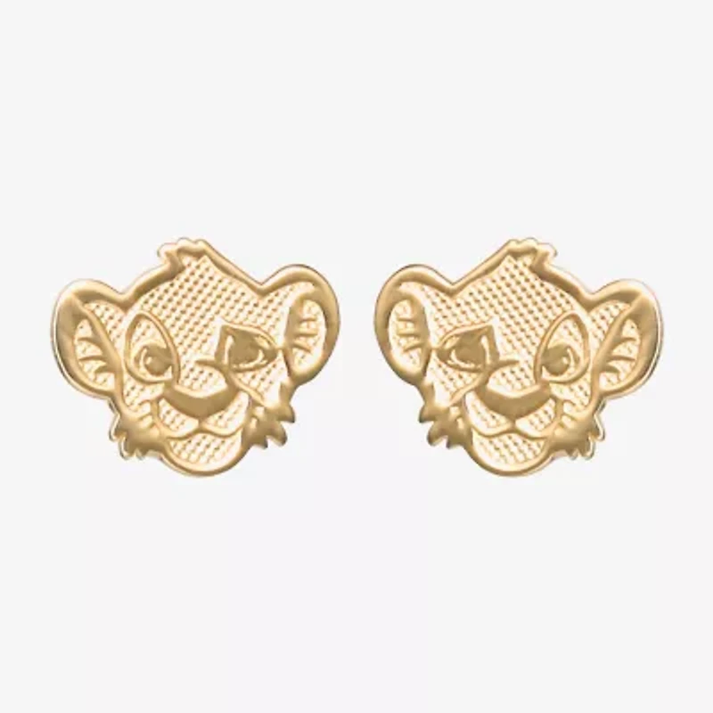 14K Gold 7.5mm Lion Guard The Lion King Stud Earrings