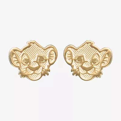 14K Gold 7.5mm Lion Guard The Lion King Stud Earrings