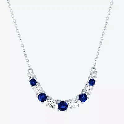 Womens Lab Created Gemstone Sterling Silver Collar Necklace