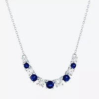 Womens Lab Created Gemstone Sterling Silver Collar Necklace