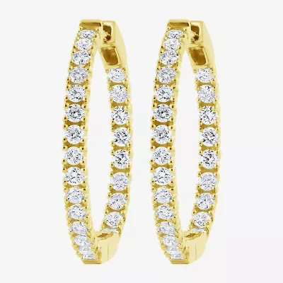 (H-I / I1) Womens 1 CT. T.W. Lab Grown White Diamond 10K Gold 22mm Hoop Earrings