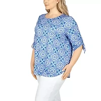 Larky Lark Womens Scoop Neck Elbow Sleeve Plus T-Shirt