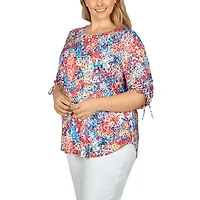 Larky Lark Womens Round Neck Elbow Sleeve Plus T-Shirt
