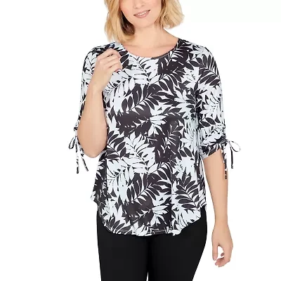 Larky Lark Womens Scoop Neck Elbow Sleeve T-Shirt